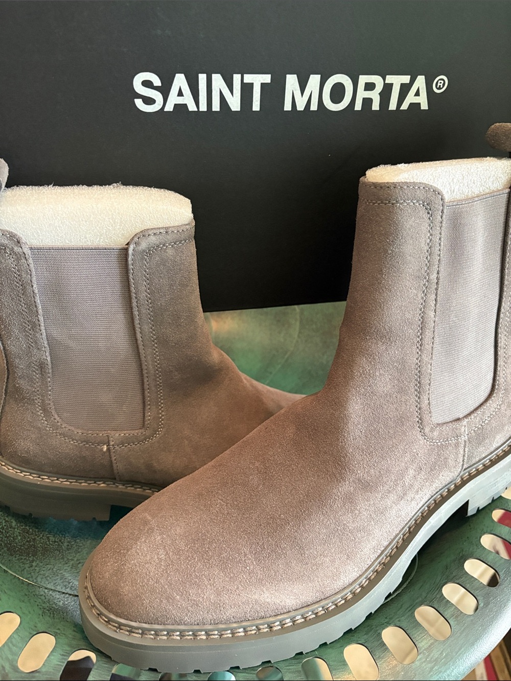 New Saint Morta Men's Taupe Suede Chelsea Boot